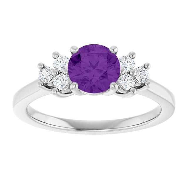 10K Gold Oval Natural Amethyst & Lab-Grown Diamond Accented Ring - White Gold - view 3