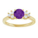 10K Gold Oval Natural Amethyst & Lab-Grown Diamond Accented Ring - Yellow Gold - view 3