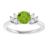 10K Gold Oval Natural Peridot & Lab-Grown Diamond Accented Ring - White Gold - view 3