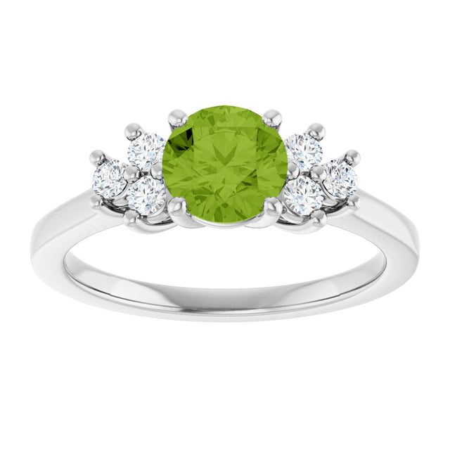 10K Gold Oval Natural Peridot & Lab-Grown Diamond Accented Ring - White Gold - view 3