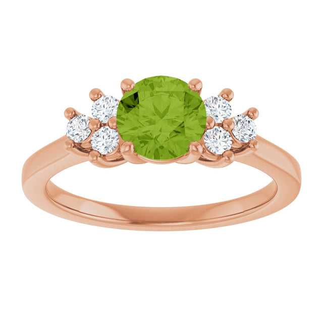 14K Gold Oval Natural Peridot & Lab-Grown Diamond Accented Ring - Rose Gold - view 3