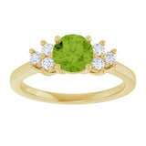 10K Gold Oval Natural Peridot & Lab-Grown Diamond Accented Ring - Yellow Gold - view 3