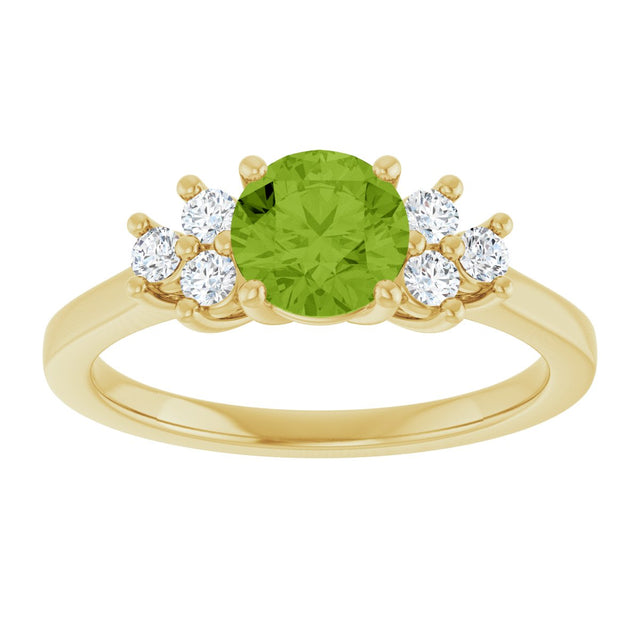 10K Gold Oval Natural Peridot & Lab-Grown Diamond Accented Ring - Yellow Gold - view 3
