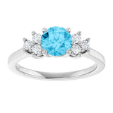 14K Gold Oval Natural Aquamarine & Lab-Grown Diamond Accented Ring - White Gold - view 3