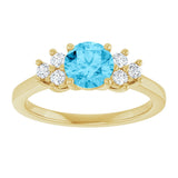 14K Gold Oval Natural Aquamarine & Lab-Grown Diamond Accented Ring - Yellow Gold - view 3