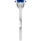10K Gold Oval Lab-Grown Blue Sapphire & Lab-Grown Diamond Accented Ring - White Gold - view 4