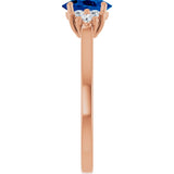 14K Gold Oval Lab-Grown Blue Sapphire & Lab-Grown Diamond Accented Ring – 6x4mm - Rose Gold - view 4