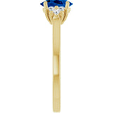10K Gold Oval Lab-Grown Blue Sapphire & Lab-Grown Diamond Accented Ring - Yellow Gold - view 4