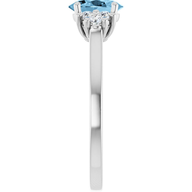 10K Gold Oval Natural Sky Blue Topaz & Lab-Grown Diamond Accented Ring - White Gold - view 4