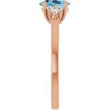 14K Gold Oval Natural Sky Blue Topaz & Lab-Grown Diamond Accented Ring - Rose Gold - view 4