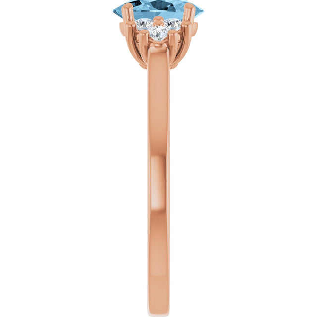 14K Gold Oval Natural Sky Blue Topaz & Lab-Grown Diamond Accented Ring - Rose Gold - view 4