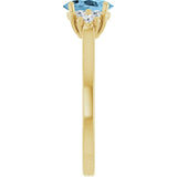 14K Gold Oval Natural Sky Blue Topaz & Lab-Grown Diamond Accented Ring - Yellow Gold - view 4