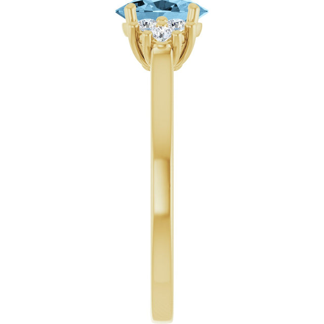 10K Gold Oval Natural Sky Blue Topaz & Lab-Grown Diamond Accented Ring - Yellow Gold - view 4