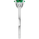 10K Gold Oval Lab-Grown Emerald & Lab-Grown Diamond Accented Ring - White Gold - view 4