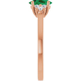 14K Gold Oval Lab-Grown Emerald & Lab-Grown Diamond Accented Ring – 6x4mm - Rose Gold - view 4