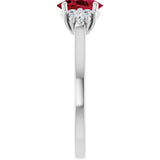 10K Gold Oval Lab-Grown Ruby & Lab-Grown Diamond Accented Ring - White Gold - view 4