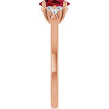 14K Gold Oval Lab-Grown Ruby & Lab-Grown Diamond Accented Ring – 6x4mm - Rose Gold - view 4