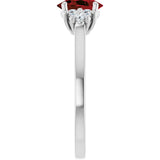 10K Gold Oval Natural Mozambique Garnet & Lab-Grown Diamond Accented Ring - White Gold - view 4