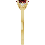 10K Gold Oval Natural Mozambique Garnet & Lab-Grown Diamond Accented Ring - Yellow Gold - view 4