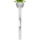 14K Gold Oval Natural Peridot & Lab-Grown Diamond Accented Ring - White Gold - view 4