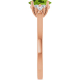 14K Gold Oval Natural Peridot & Lab-Grown Diamond Accented Ring - Rose Gold - view 4