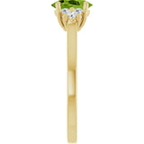 10K Gold Oval Natural Peridot & Lab-Grown Diamond Accented Ring - Yellow Gold - view 4