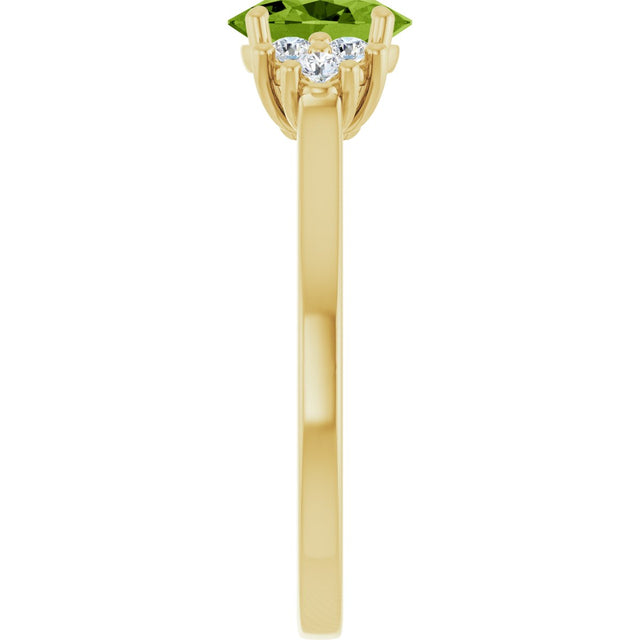 10K Gold Oval Natural Peridot & Lab-Grown Diamond Accented Ring - Yellow Gold - view 4