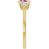 14K Gold Oval Natural Pink Morganite & Natural Diamond Accented Ring – 7x5mm - Yellow Gold - view 4