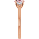 14K Gold Oval Natural Pink Morganite & Natural Diamond Accented Ring – 7x5mm - Rose Gold - view 4