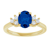 10K Gold Oval Lab-Grown Blue Sapphire & Lab-Grown Diamond Accented Ring - Yellow Gold - view 3