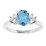 Platinum Oval Natural Sky Blue Topaz & Lab-Grown Diamond Accented Ring - view 3