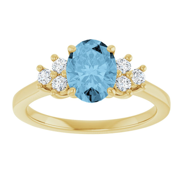 10K Gold Oval Natural Sky Blue Topaz & Lab-Grown Diamond Accented Ring - Yellow Gold - view 3