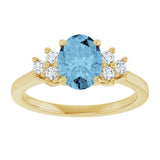 14K Gold Oval Natural Sky Blue Topaz & Lab-Grown Diamond Accented Ring - Yellow Gold - view 3
