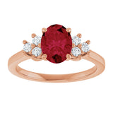 14K Gold Oval Lab-Grown Ruby & Lab-Grown Diamond Accented Ring – 6x4mm - Rose Gold - view 3