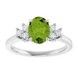10K Gold Oval Natural Peridot & Lab-Grown Diamond Accented Ring - White Gold - view 3