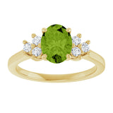10K Gold Oval Natural Peridot & Lab-Grown Diamond Accented Ring - Yellow Gold - view 3