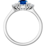 10K Gold Oval Lab-Grown Blue Sapphire & Lab-Grown Diamond Accented Ring - White Gold - view 2