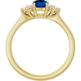 10K Gold Oval Lab-Grown Blue Sapphire & Lab-Grown Diamond Accented Ring - Yellow Gold - view 2
