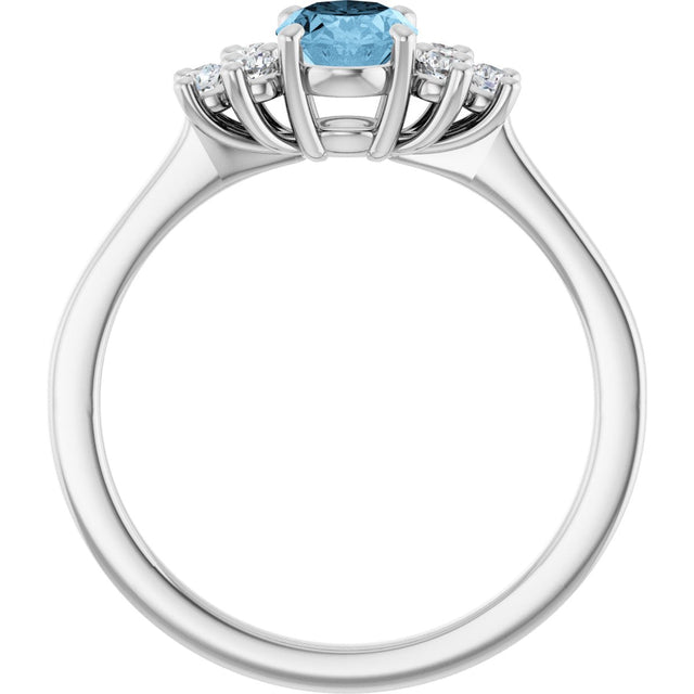 10K Gold Oval Natural Sky Blue Topaz & Lab-Grown Diamond Accented Ring - White Gold - view 2