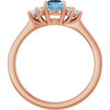 14K Gold Oval Natural Sky Blue Topaz & Lab-Grown Diamond Accented Ring - Rose Gold - view 2