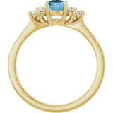 10K Gold Oval Natural Sky Blue Topaz & Lab-Grown Diamond Accented Ring - Yellow Gold - view 2