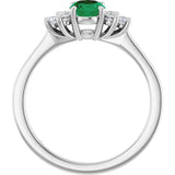10K Gold Oval Lab-Grown Emerald & Lab-Grown Diamond Accented Ring - White Gold - view 2