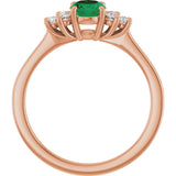 14K Gold Oval Lab-Grown Emerald & Lab-Grown Diamond Accented Ring – 6x4mm - Rose Gold - view 2