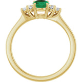 10K Gold Oval Lab-Grown Emerald & Lab-Grown Diamond Accented Ring - Yellow Gold - view 2