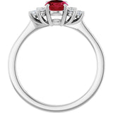 10K Gold Oval Lab-Grown Ruby & Lab-Grown Diamond Accented Ring - White Gold - view 2