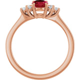 14K Gold Oval Lab-Grown Ruby & Lab-Grown Diamond Accented Ring – 6x4mm - Rose Gold - view 2
