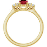 10K Gold Oval Lab-Grown Ruby & Lab-Grown Diamond Accented Ring - Yellow Gold - view 2