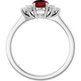 10K Gold Oval Natural Mozambique Garnet & Lab-Grown Diamond Accented Ring - White Gold - view 2