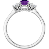 10K Gold Oval Natural Amethyst & Lab-Grown Diamond Accented Ring - White Gold - view 2