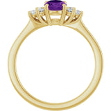 10K Gold Oval Natural Amethyst & Lab-Grown Diamond Accented Ring - Yellow Gold - view 2